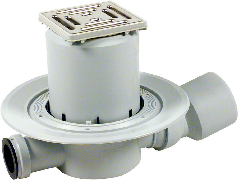 Bonde de sol pour salle de bain avec cadre 100 mm, DN 50 horizontal