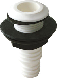Adaptateur de réservoir DN20 (3/4") avec raccord de tuyau flexible, plastique blanc