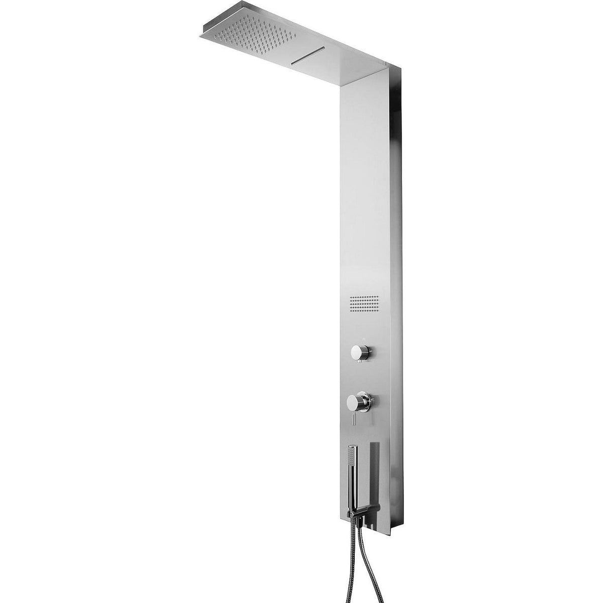 Esben Wall-mounted Shower Panel with Thermostatic Mixer, Brushed Stainless Steel 220x1400mm