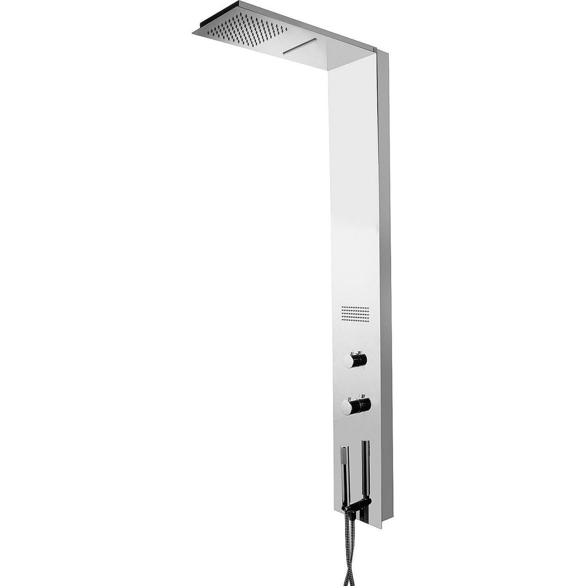 Esben Wall-mounted Shower Panel with Thermostatic Mixer, Brushed Stainless Steel 220x1400mm