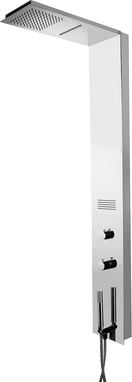 Wandduschpaneel Esben mit Thermostatmischer, gebürsteter Edelstahl 220x1400mm