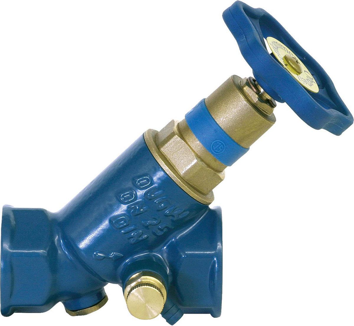 Clapet anti-retour combiné KFR Blue-tec à siège incliné, raccord femelle, tige non montante, avec vidange