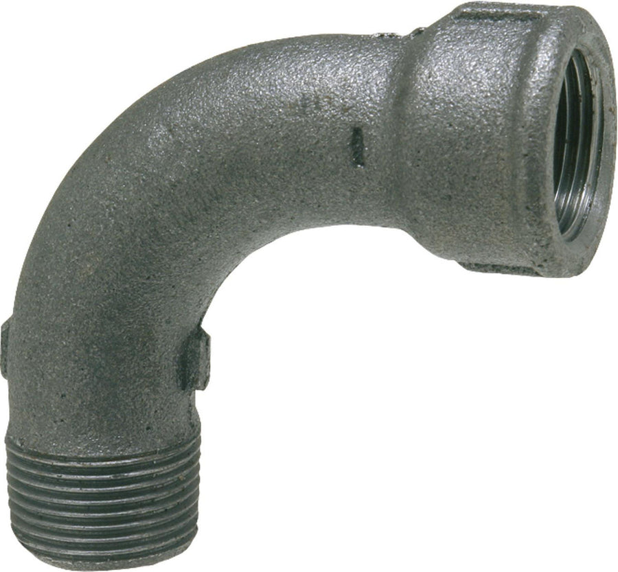 Raccord en fonte malléable, noir Coude long 90° (Femelle/femelle) Type 2 (F/M)