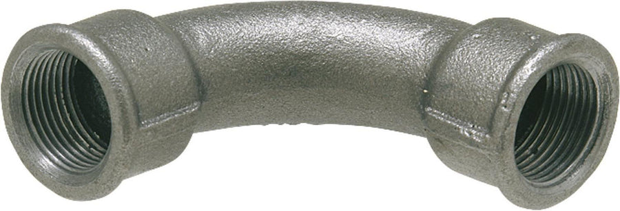 Raccord en fonte malléable, noir Coude long 90° (Femelle/femelle) Type 2 (F/F)