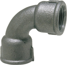 Raccord en fonte malléable, noir Coude court 90° (femelle x femelle) Type 2A