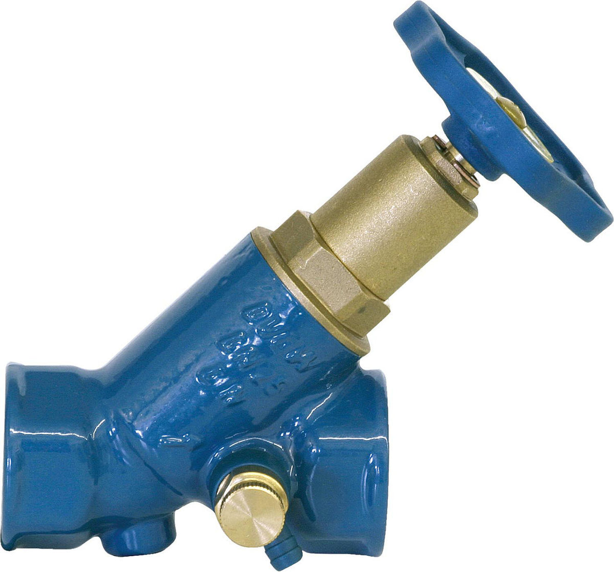 Vanne à siège incliné Blue-tec, raccord femelle, tige non montante, avec vidange