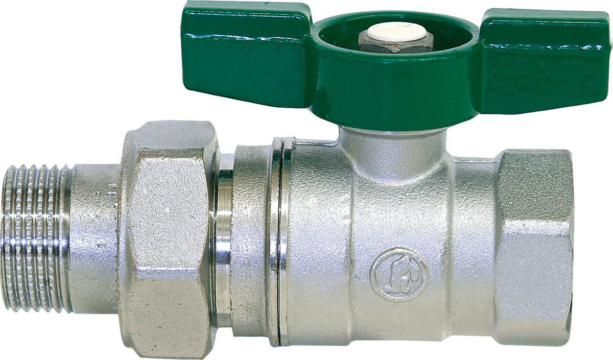Robinet à boisseau sphérique eau potable Giacomini femelle × mâle avec raccord union amovible, poignée papillon