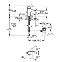 Mitigeur de lavabo Grohe Bauflow saillie 91mm chromé