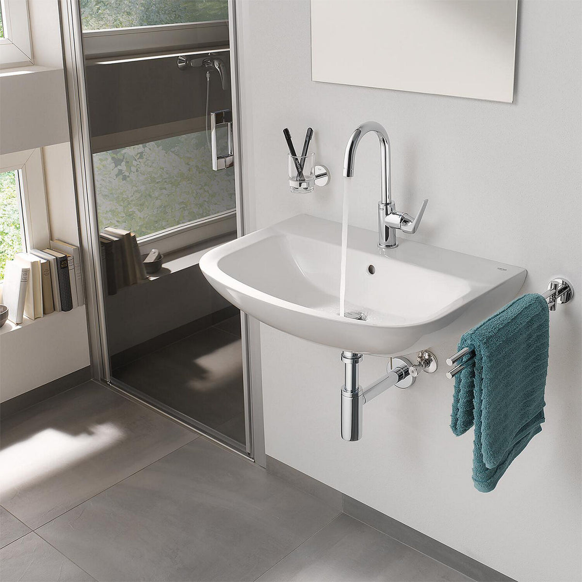 Mitigeur de lavabo Grohe Bauflow L-Size saillie 140 mm chromé