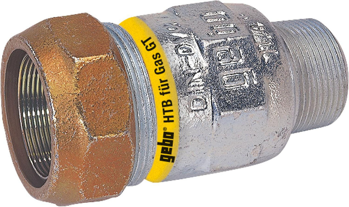 Raccord à compression en fonte malléable, embout mâle Type AT pour gaz Gebo