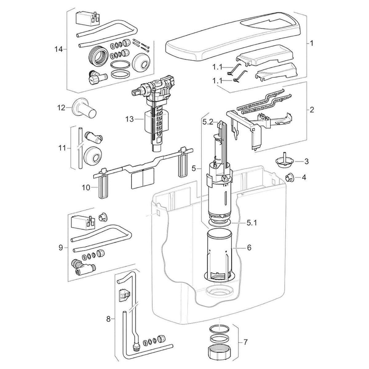 Bassin pour cloche pour réservoir de chasse d'eau AP 144 Geberit