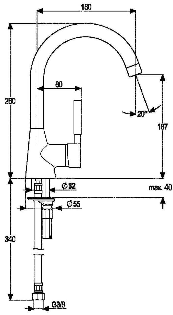 Mitigeur d'évier Heinrichschulte Vivana bec pivotant saillie 180 mm chromé