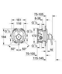 Mitigeur douche encastré Grohe Concetto rosace Ø 161 mm chromé