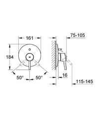 Mitigeur bain/douche encastré Grohe Concetto rosace Ø 158 mm chromé