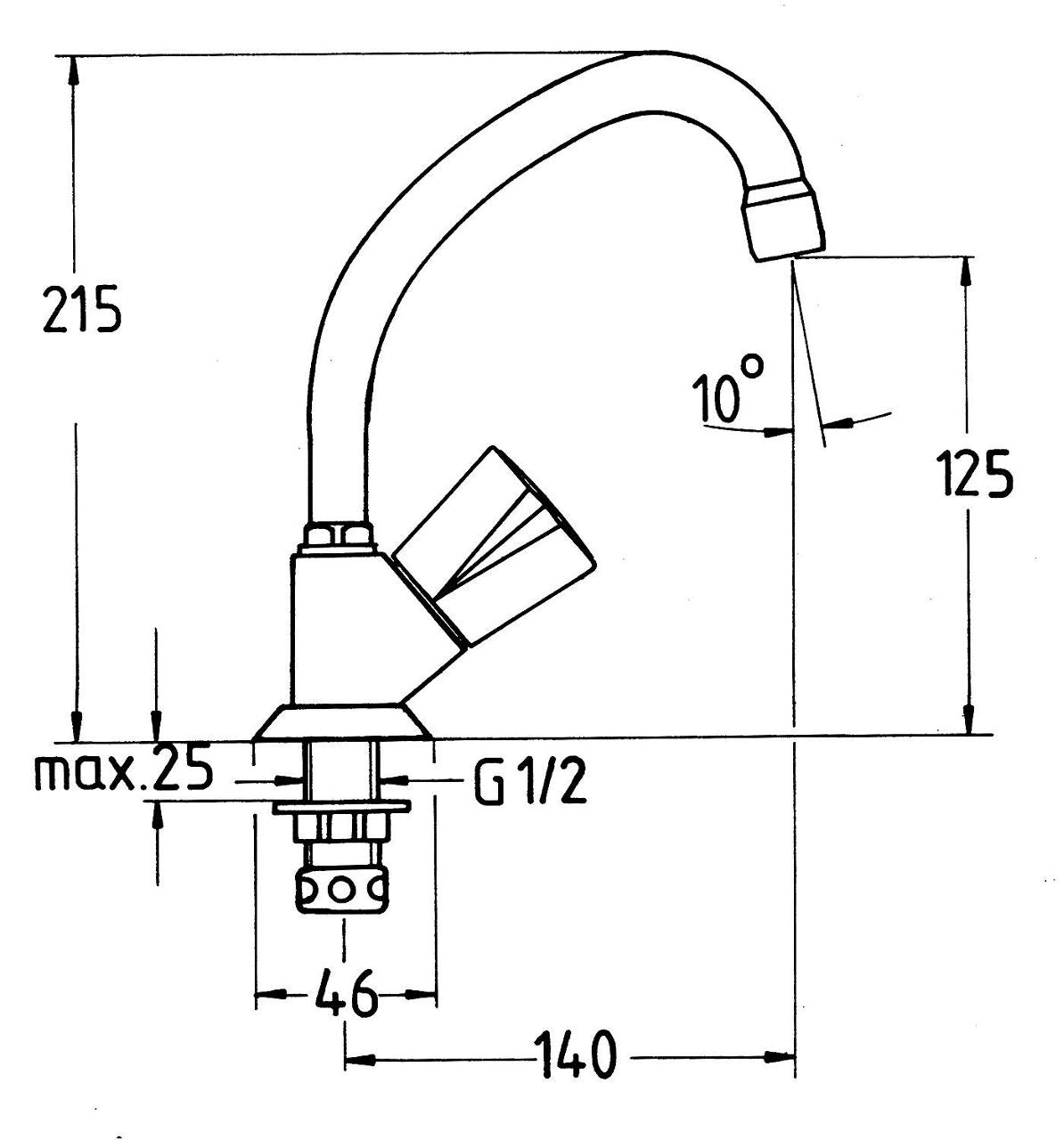Robinet sur colonne Grohe Costa saillie 136 mm chromé