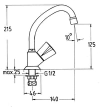 Robinet sur colonne Grohe Costa saillie 136 mm chromé