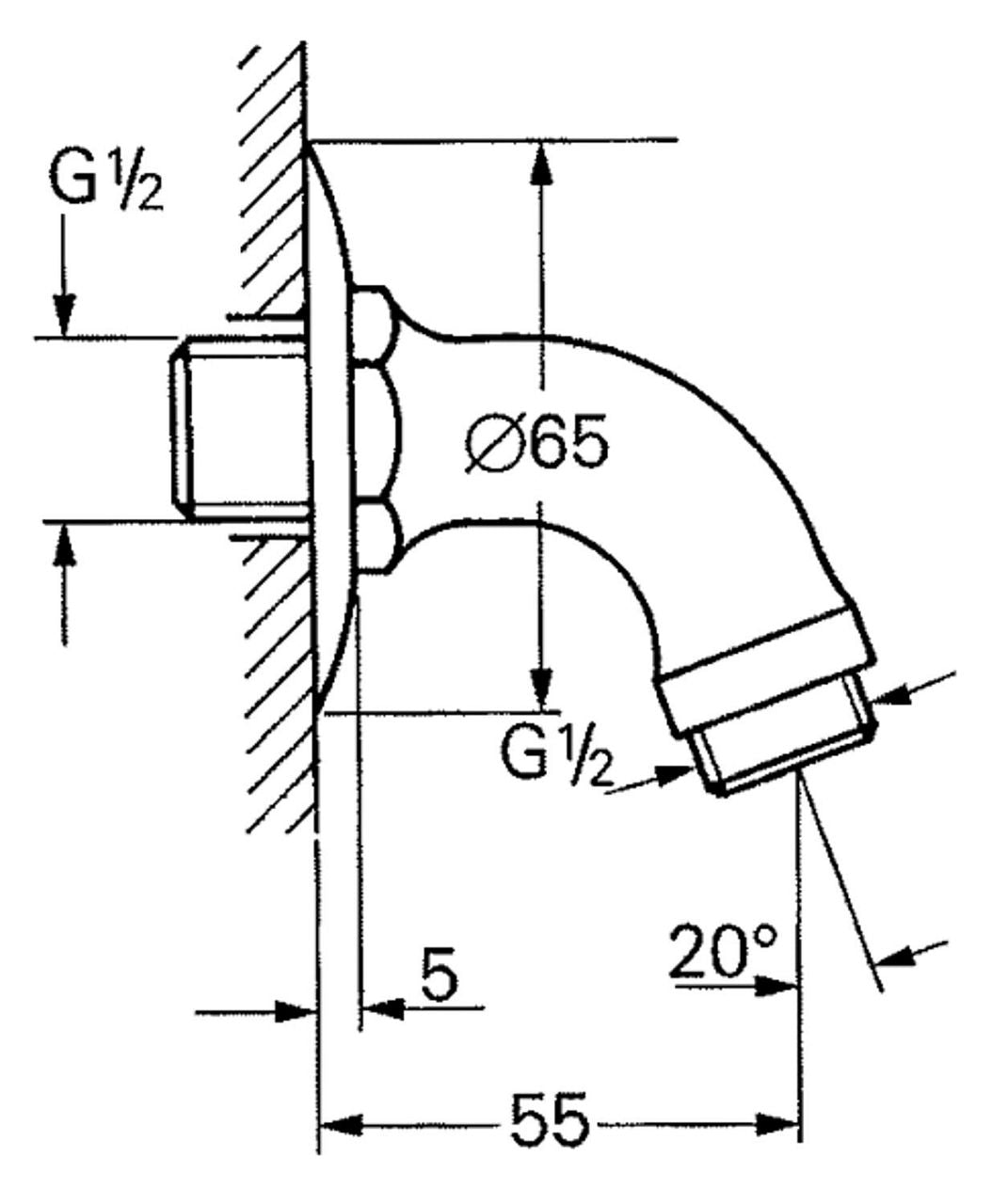 Relexa bras de douche, DN15 raccord fileté 1/2" chromé