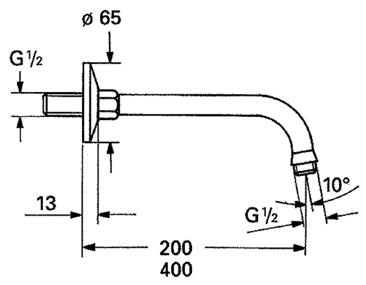 Bras de douche GROHE DN 15, saillie 200 mm, avec rosace coulissante chromé