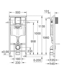 Bâti-support Grohe Rapid SL pour WC mural avec réservoir 6-9L - trappe de révision - SANS accessoires - montage mural
