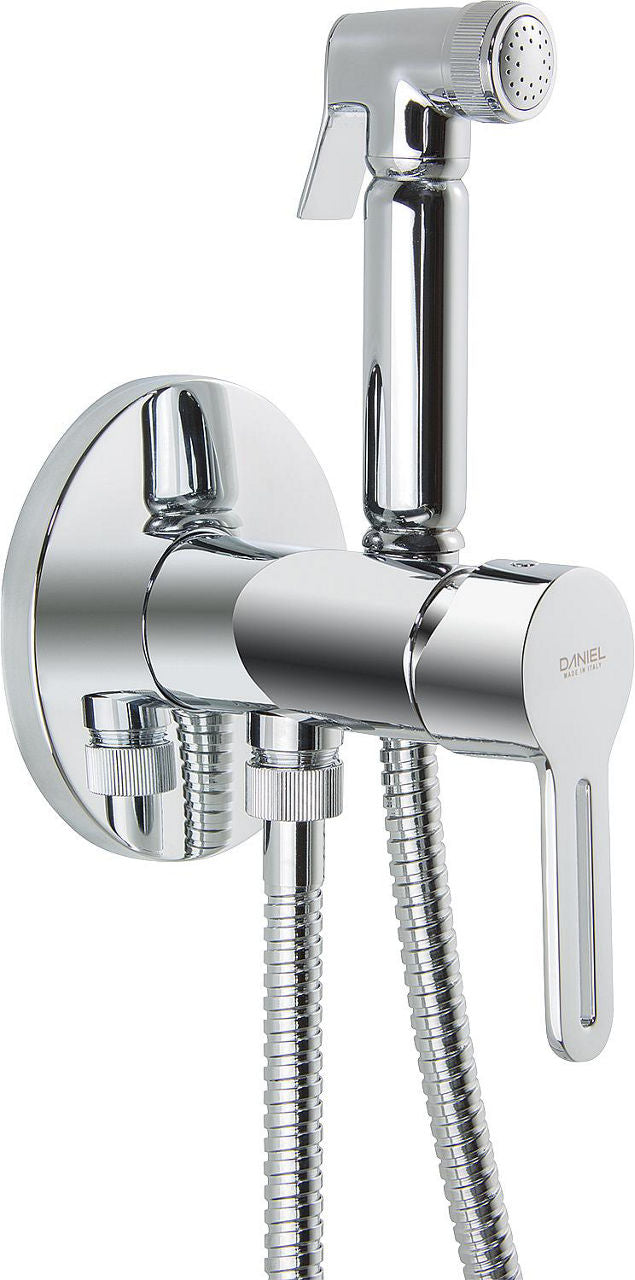 Kit mitigeur douche hygiène intime Enzan, avec corps encastré, douchette, flexible et support de douche