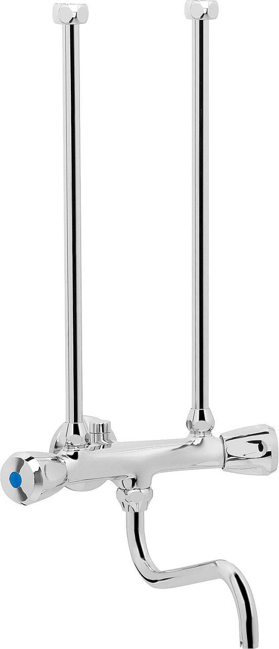 Mitigeur d'évier à deux poignées KWC, basse pression, saillie 160 mm, chrome