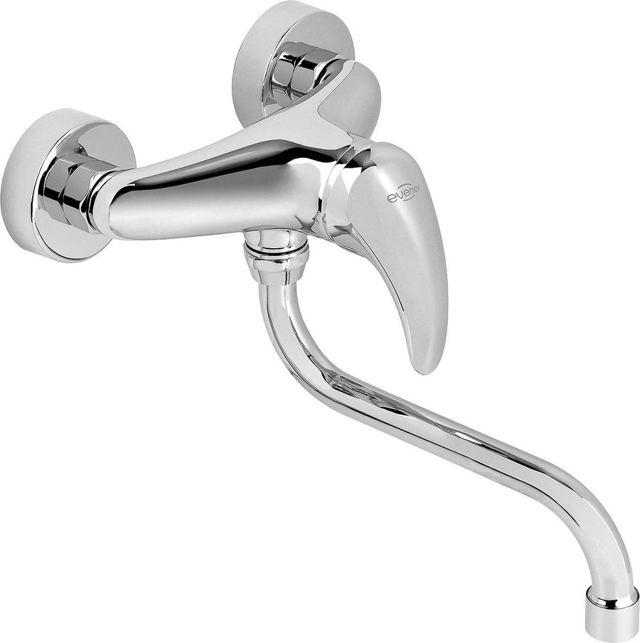 Mitigeur d'évier mural Rumba II avec bec pivotant saillie 269 mm chromé