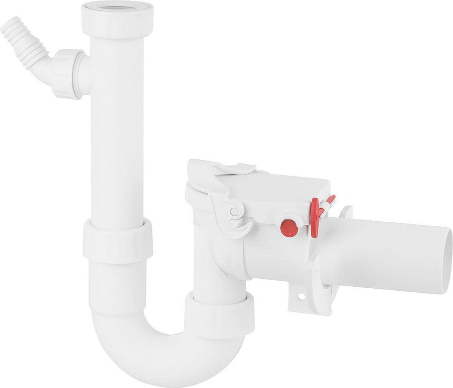Double clapet anti-retour avec fermeture de sécurité, raccord + siphon PP inclus