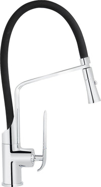 Mitigeur d'évier Bureo douchette extractible saillie 210 mm chromé flexible noir