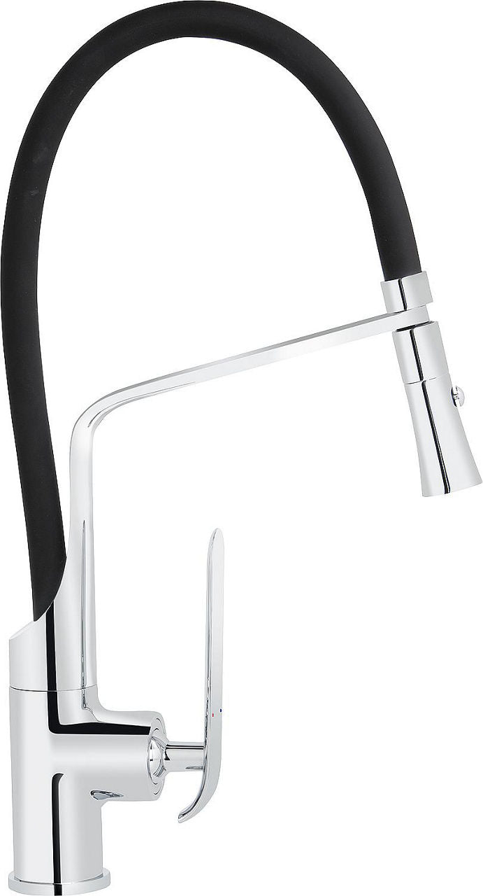 Mitigeur d'évier Bureo douchette extractible saillie 210 mm chromé flexible noir