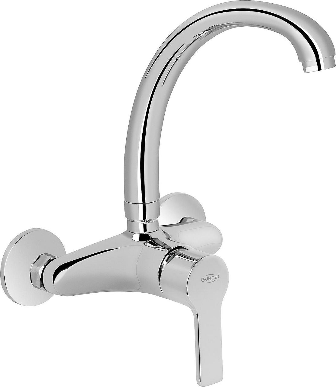 Mitigeur d'évier mural Goodlife avec bec pivotant saillie 245 mm chromé