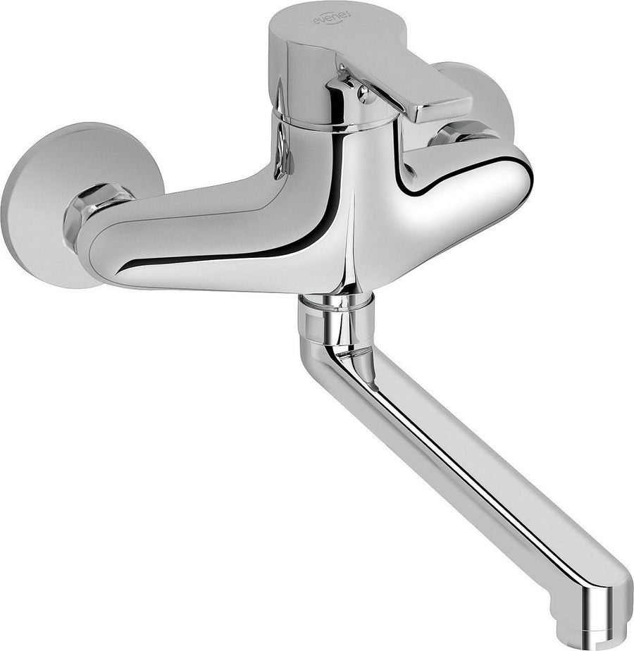 Mitigeur d'évier mural Goodlife avec bec pivotant saillie 257 mm chromé