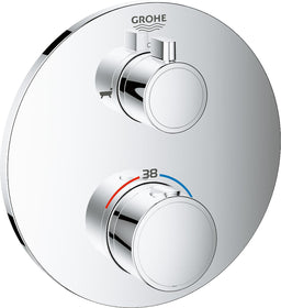 Thermostatique bain-douche encastré Grohe Grohtherm chromé rosace Ø 158 mm