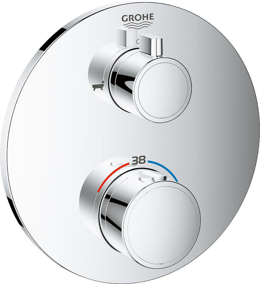 Thermostatique bain-douche encastré Grohe Grohtherm chromé rosace Ø 158 mm