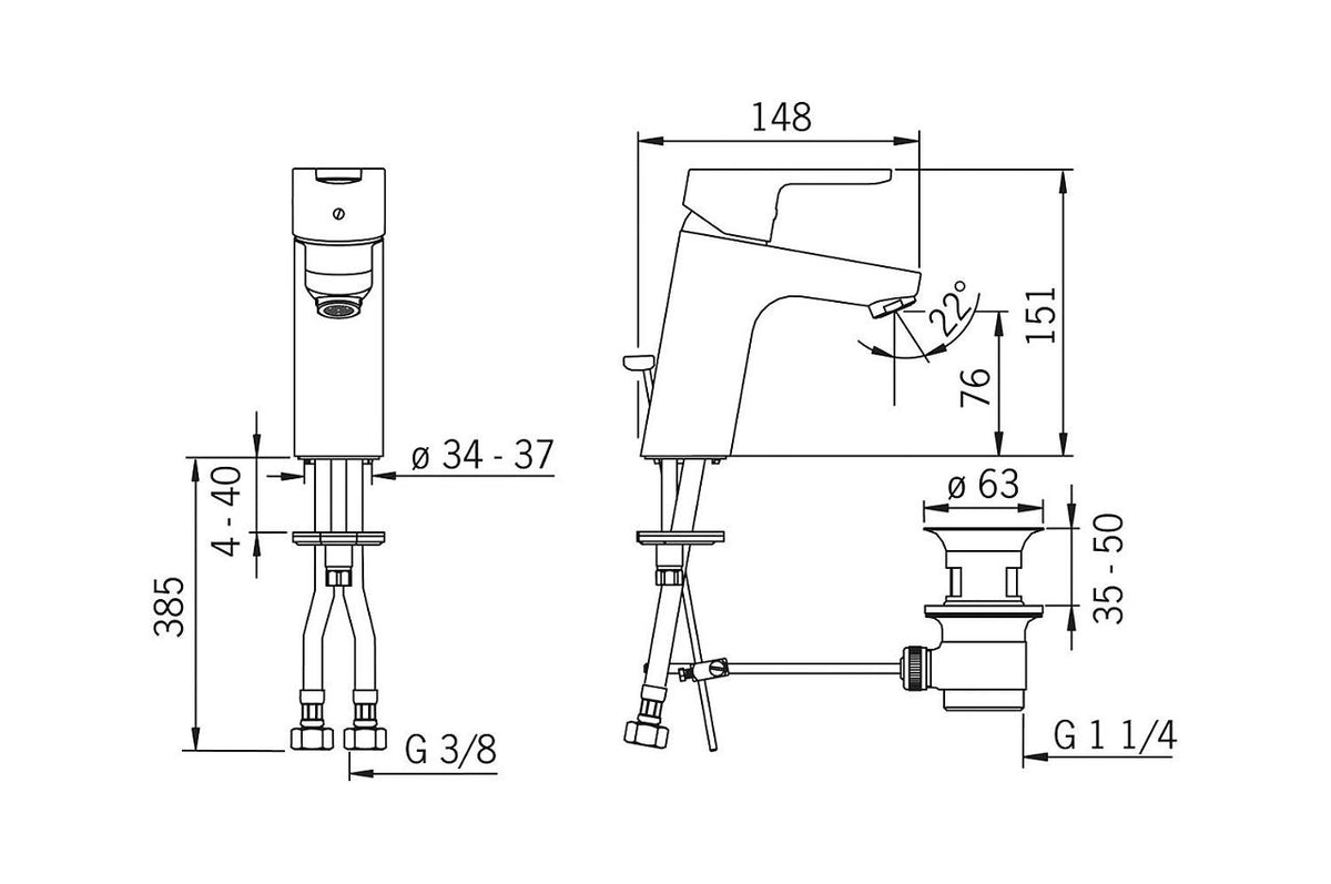Mitigeur de lavabo Hansa Hansaprimo saillie 110 mm chromé
