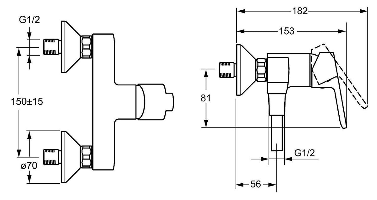 Mitigeur douche apparent Hansa Hansaprimo saillie 153 mm chromé