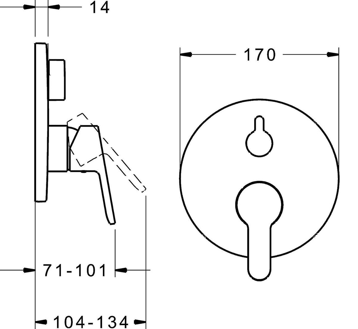 Mitigeur bain/douche encastré Hansa Hansaprimo rosace Ø 170 mm chromé