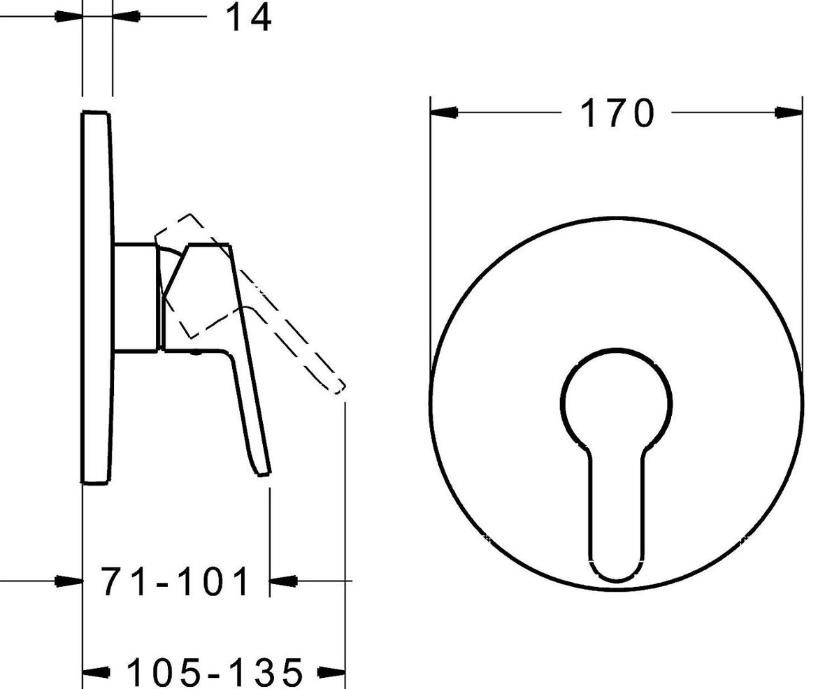 Mitigeur douche encastré Hansa Hansaprimo rosace Ø 170 mm chromé