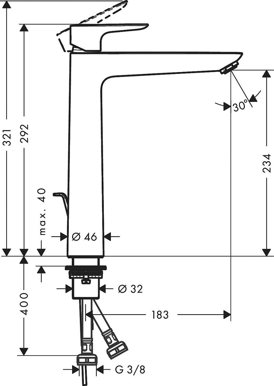 Mitigeur de lavabo Hansgrohe Talis E saillie 183 mm chromé