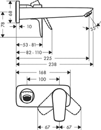 Mitigeur de lavabo mural Hansgrohe Talis E saillie 225 mm chromé