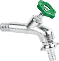 Vanne d'écoulement DN15 (1/2") avec aérateur de tube et embout à olive mat chrome, modèle suisse