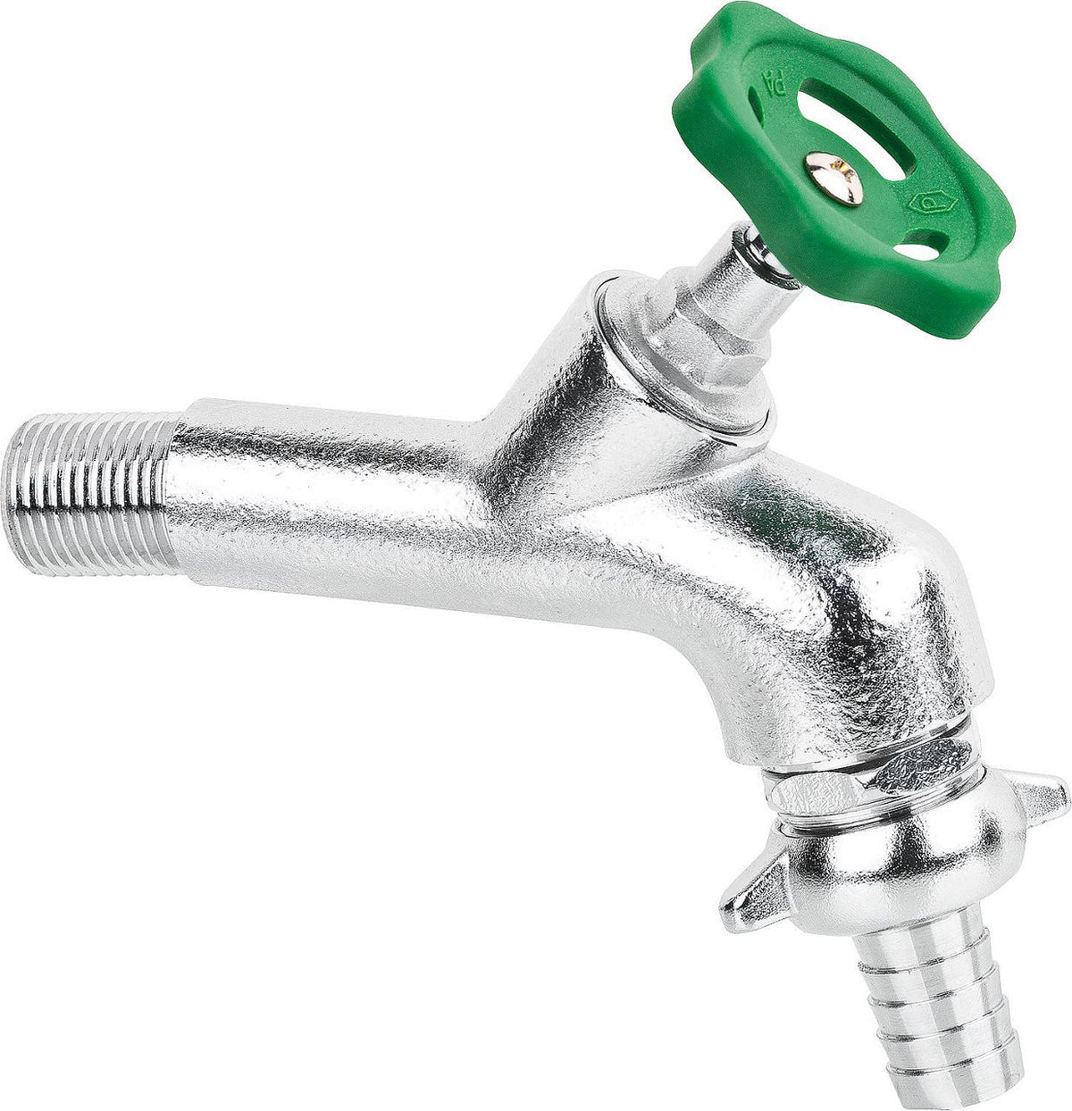 Vanne d'écoulement DN15 (1/2") avec aérateur de tube et embout à olive mat chrome, modèle suisse