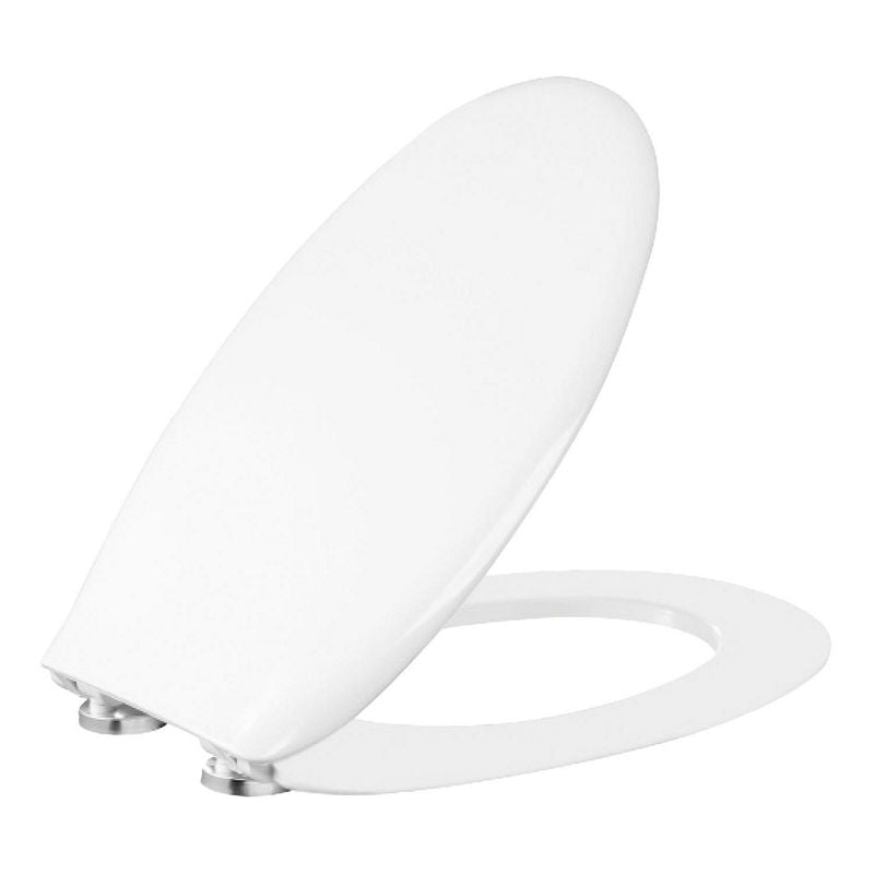 Abattant WC Jaguari blanc, fermeture douce en duroplaste, charnièree en plastique/inox