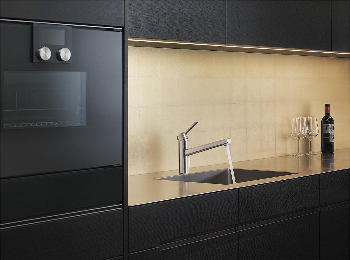 Mitigeur d'évier KWC Luna E bec pivotant saillie 235 mm inox brossé