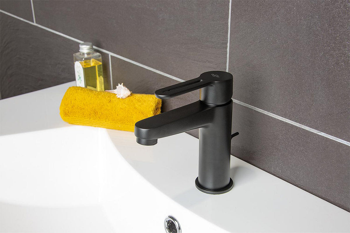 Mitigeur de lavabo Evenes Enzan Nero saillie 107 mm noir mat
