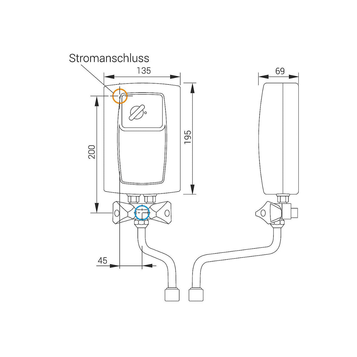 Kleindurchlauferhitzer EPS2 Twister, Untertischgerät, drucklos, Armatur inklusive