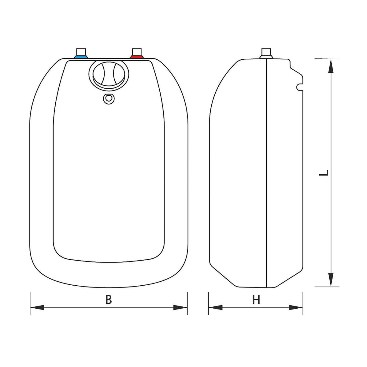 Ballons eau chaude sanitaire POC Luna Inox, 5-10 litres, résistant à la pression