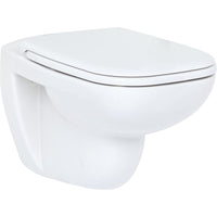 Pack combiné Duravit D-Code WC suspendu à fond creux sans bride de rinçage avec fermeture douce Abattant WC, blanc