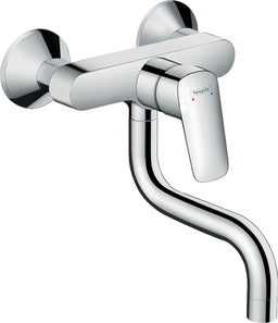 Mitigeur d'évier mural Hansgrohe Logis M31 avec bec pivotant saillie 209 mm chrome