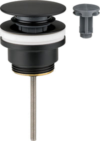 Bonde de lavabo laiton fixe mat noir, DN32 (1 1/4"), sans trop-plein, L: 0-70 mm