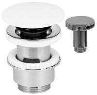 Bonde à clapet Klicker/fixe plaque Corian, Ø 72 mm L= 30-45 mm, avec trop-plein